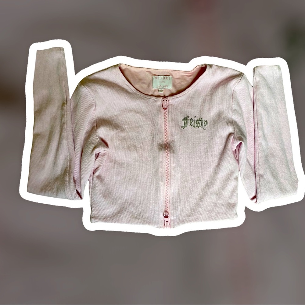 Meshki pink long sleeve crop top